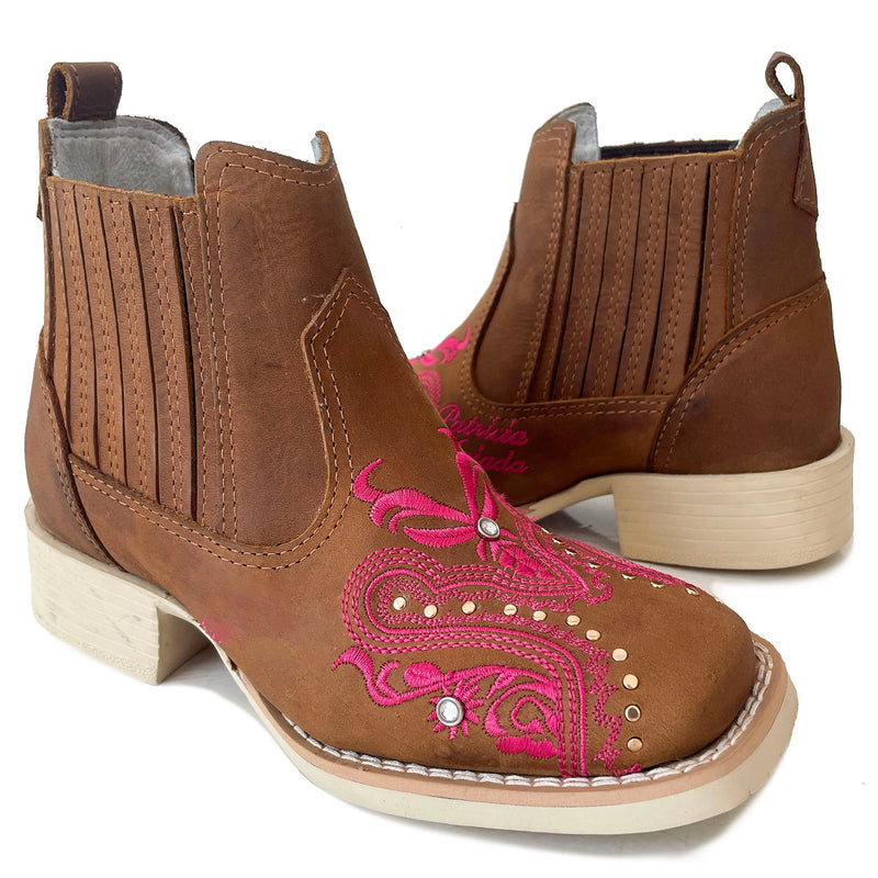 Botina Texana Feminina Country Girl Bico Quadrado