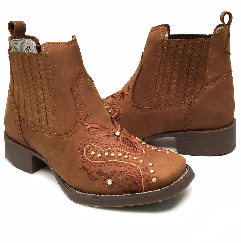 Botina Texana Feminina Country Girl Bico Quadrado